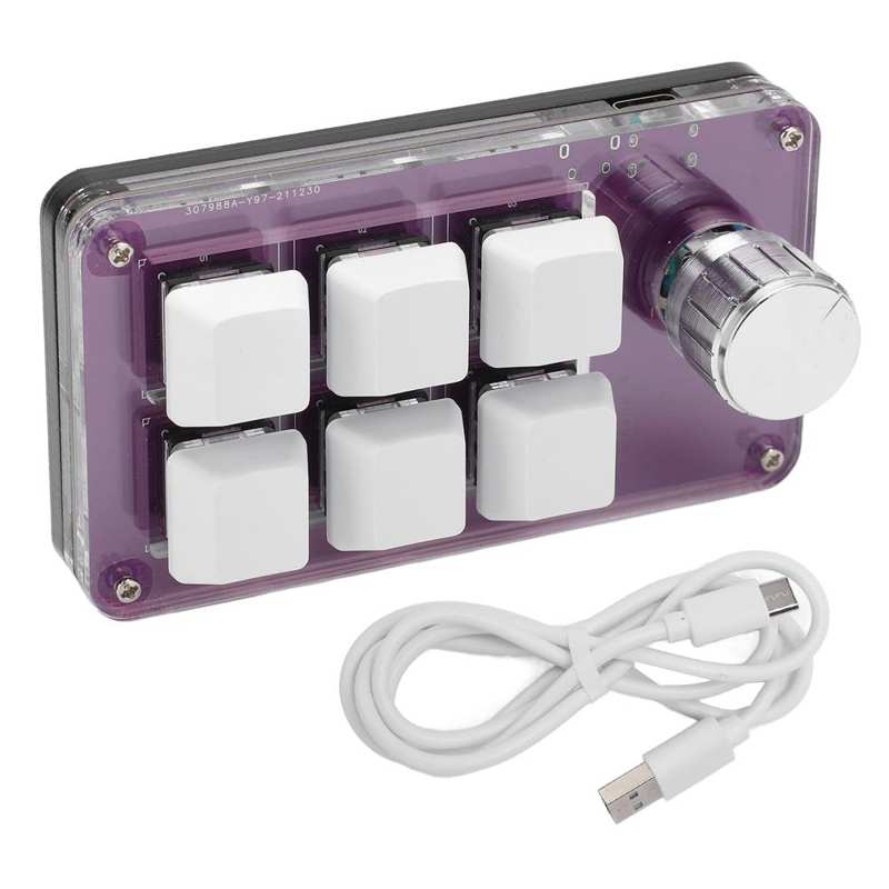 One Handed Mechanical Keyboard Portable Mini Keypad with Knob for Games for Office for Laboratory