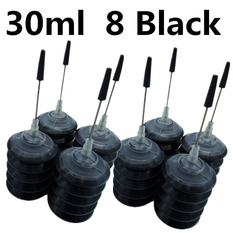 Universele Zwarte Dye Inkt Voor Epson Printers Premium Zwarte Inkt Voor Epson Alle Printer Ciss Gebotteld Inkt Refill Kit: 30ML 8 Black