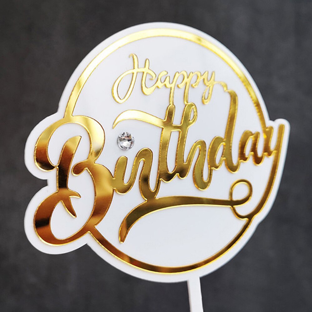 Ouro rosa preto acrílico mão escrita feliz aniversário bolo topper sobremesa decoração para festa de aniversário presentes encantadores fornecimento de cozimento: 3