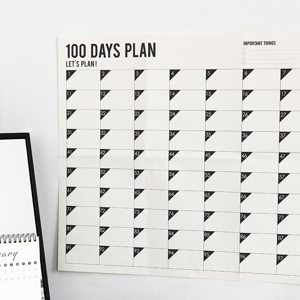 100 Day Monthly Calendar Planner Memo Organiser Annual Schedule Plan Sticker Wall Planner 70x45cm Calendar Planers