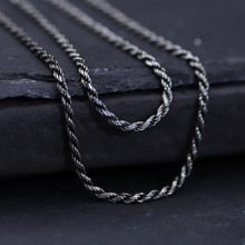 Collares clásicos de plata tailandesa para hombre y mujer, cadena larga de plata de ley S925, cuerda cruzada, joyería, 2mm de grosor