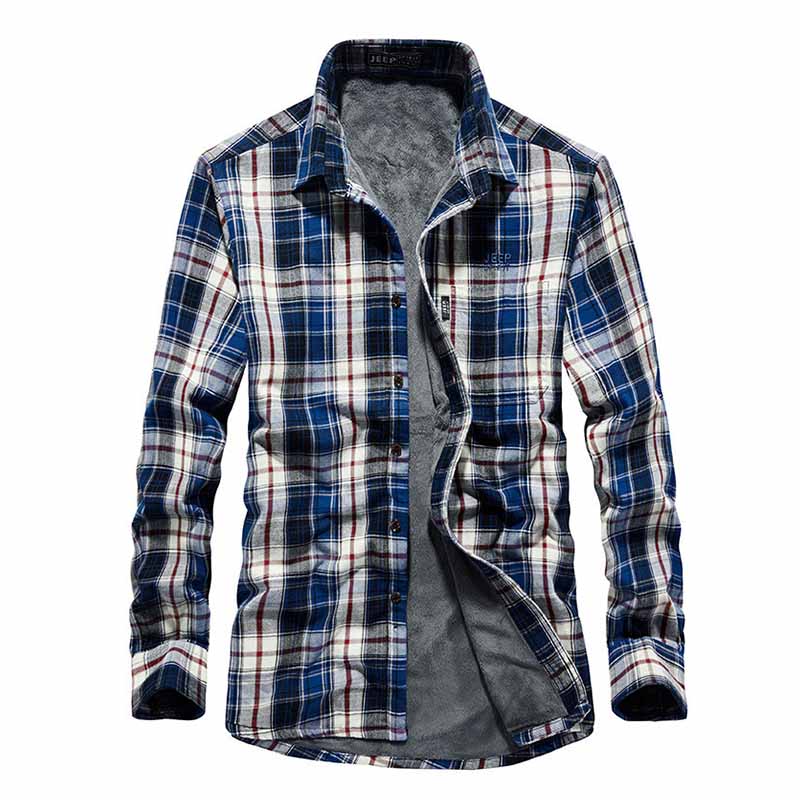 Mcikkny Mannen Winter Fleece Gevoerd Shirts Plaid Katoen Jassen Voor Mannelijke Top Kleding Maat M-3XL Thermische