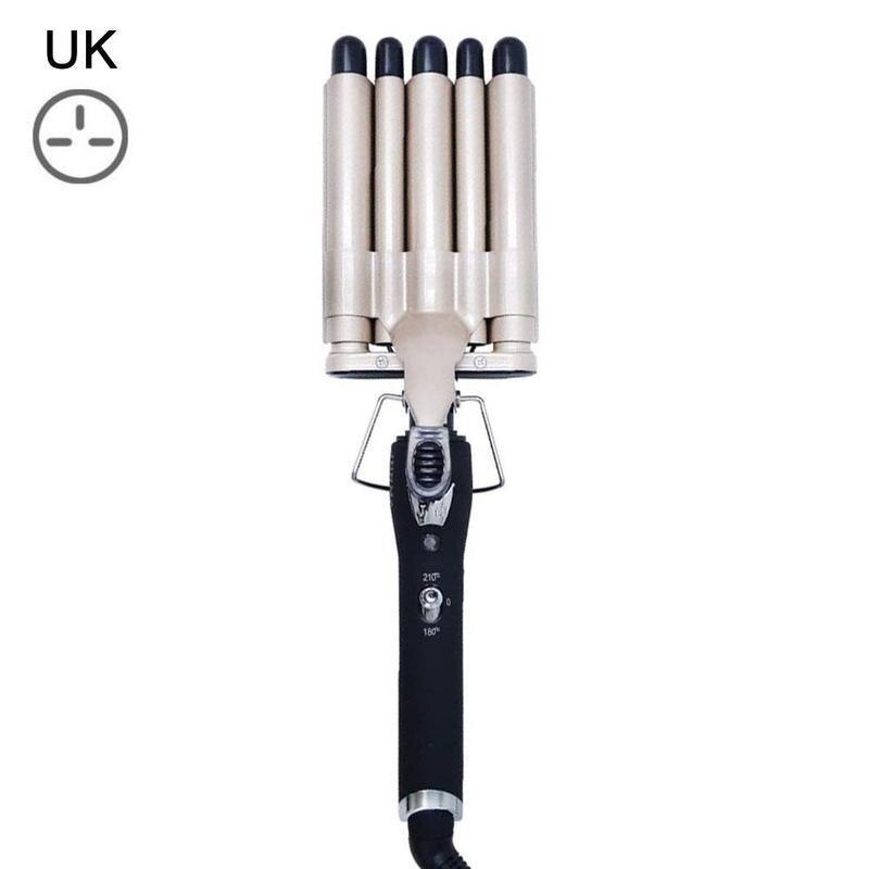 EU/US/UK Curling Iron 180-210 Degrees Tools Barrel Styler Hair Curlers Styling Electric Waver Hair Curl Five T S5W7: gold UK