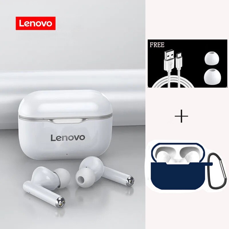 Newest in Original Lenovo LP1 Wireless Bluetooth Headset V5.0 Touch Earphone Stereo 300mAh Durable Battery IPX4 Waterproof: G Add blue case6