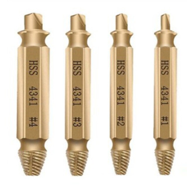1/4PCS S2 quick Damaged Screw Extractor Screw bits drill Kit Damaged Extractor Broken Speed Out Drill Bits Remover screw tool: 4PCS set Gold