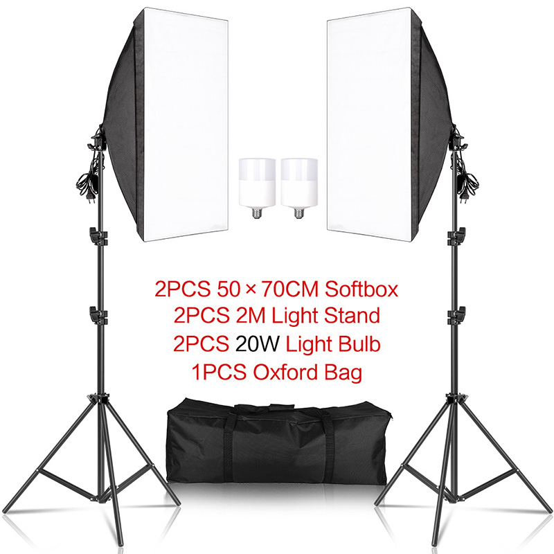 20-135W Softbox Verlichting Kit 50x70CM Fotografie LED Lamp Professionele Continu Licht Systeem Apparatuur voor Fotostudio: YELLOW