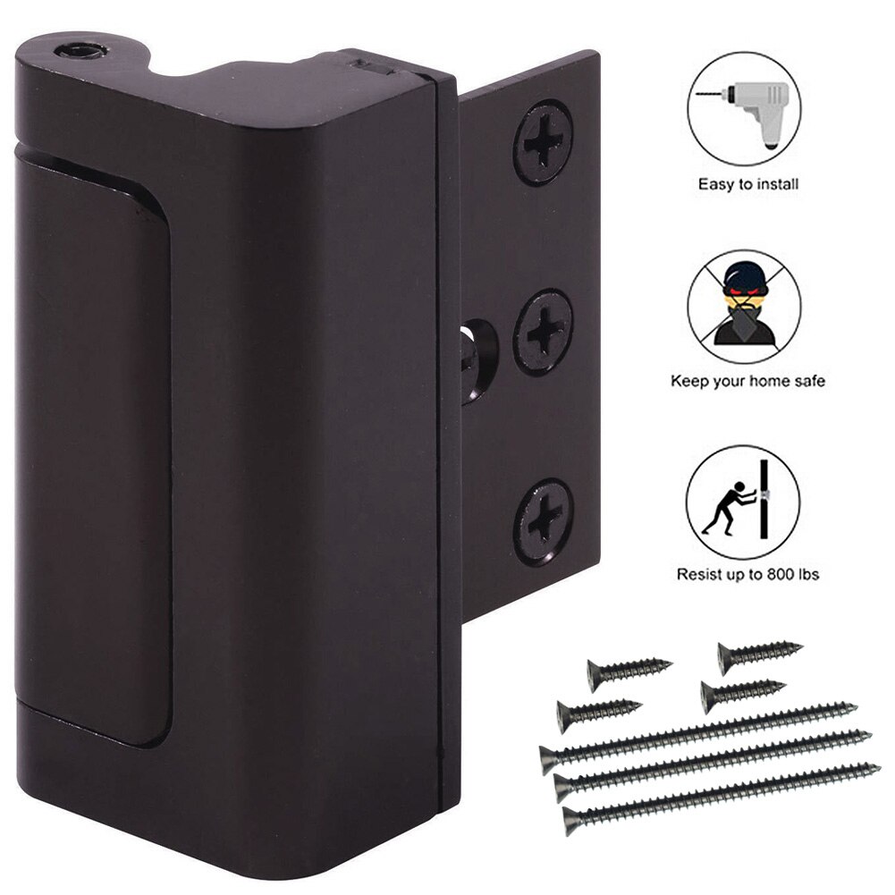 Aluminium Alloy U Door Reinforcement Lock Defender Security Door Stopper: Black