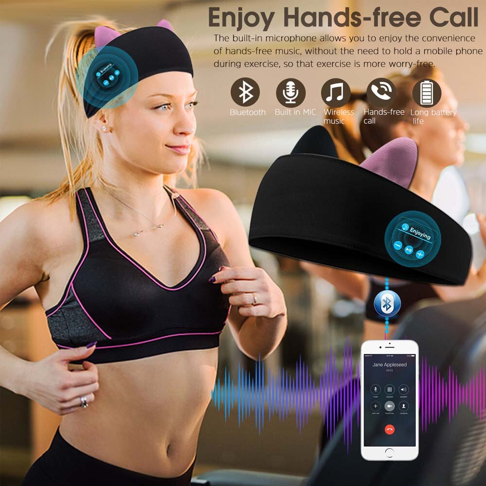 2021 nuovi bambini cuffie Bluetooth morbido Bluetooth sonno Sport fascia lettore musicale supporto vivavoce miglior regalo di compleanno simpatico gatto