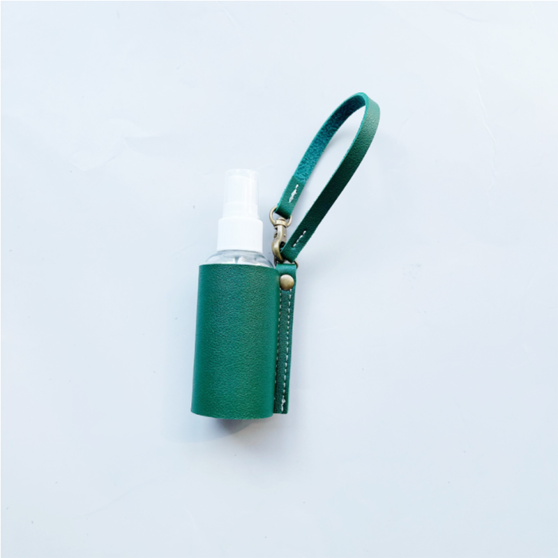 LLavero de Gel hidroalcohólico, funda desinfectante de manos, minibotella de Gel hidroalcohólico portátil, Funda de cuero, llavero de salud, 1 ud.