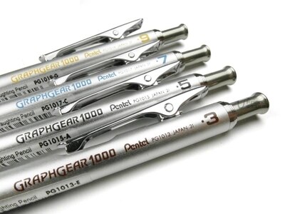 Pentel GraphGear 1000 barril de aluminio de dibujo de lápiz mecánico 0,3/0,5/0,7/0,9 suministros para oficina y escuela