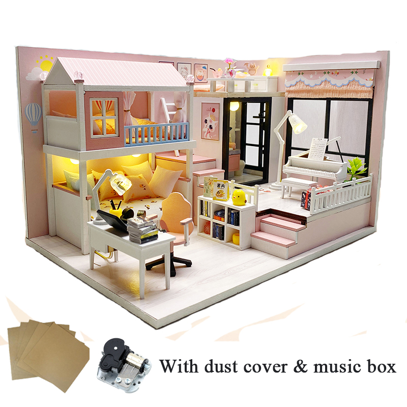 Maisons de poupées en bois pour adultes, bricolage, Kits de construction miniatures avec meubles, maisons de poupées légères, jouets, d'anniversaire pour adultes: CAMEL