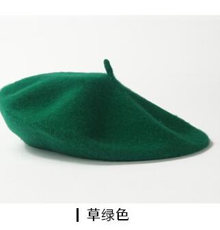 dame vårvinter basker lue malerstil lue kvinner ull årgang basker ensfarget lue damepanser varm ganglue: Grønn