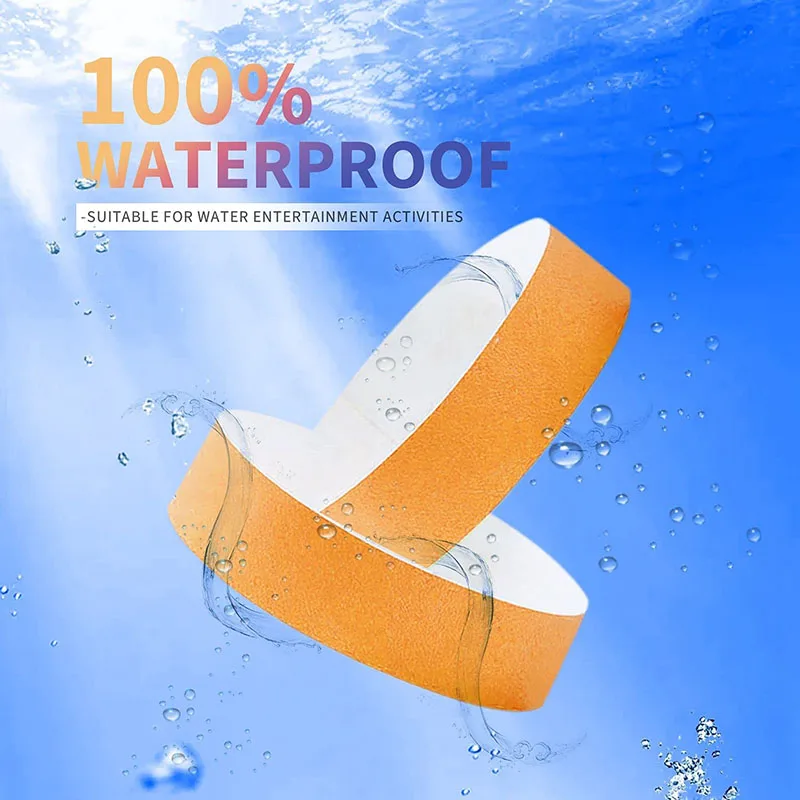 200pcs Waterproof Paper Wristbands Bracelet Solid Color Disposable Count Identification Mark Tamper-Proof for Events Party