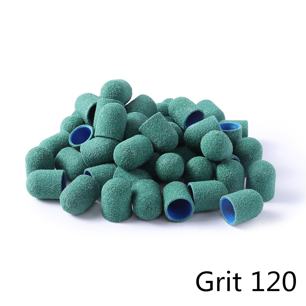 100 stk 13 x 19mm #80/120/180/240 lyserøde negle slibebånd neglebor greb maskine manicure pedicure negle tilbehør dorn: Grønt korn 120