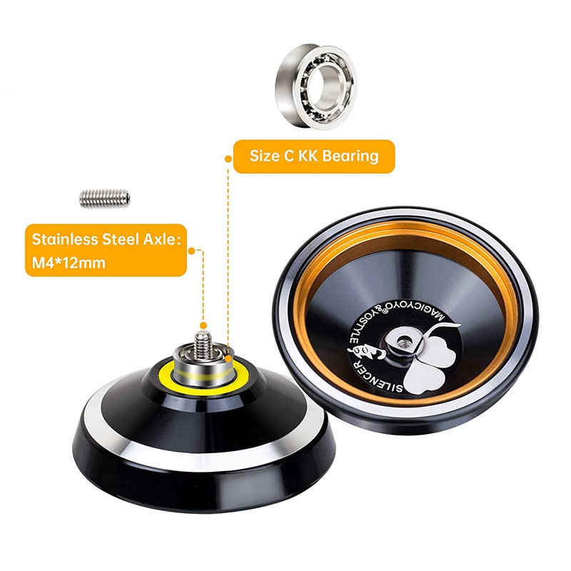 MAGICYOYO – Yoyo M001-B, Yoyo intermédiaire en alliage d'aluminium avec anneau en métal + 5 cordes supplémentaires + gants + sac