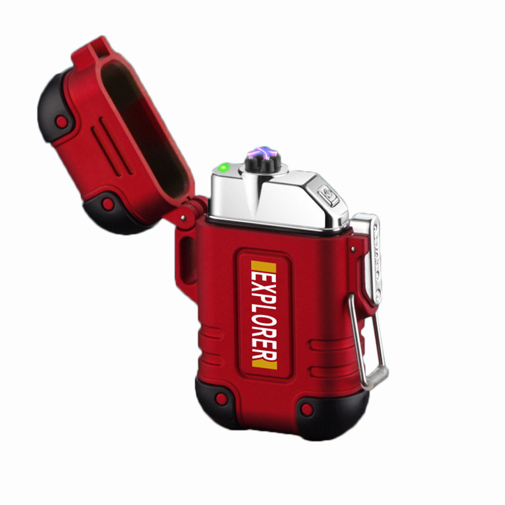 Wasserdicht USB Ladung Elektrische Feuerzeug Dual Bogen Feuerzeug Flammenlose Plasma Feuerzeug draussen Wandern Camping Rauchen Zubehör: Blau