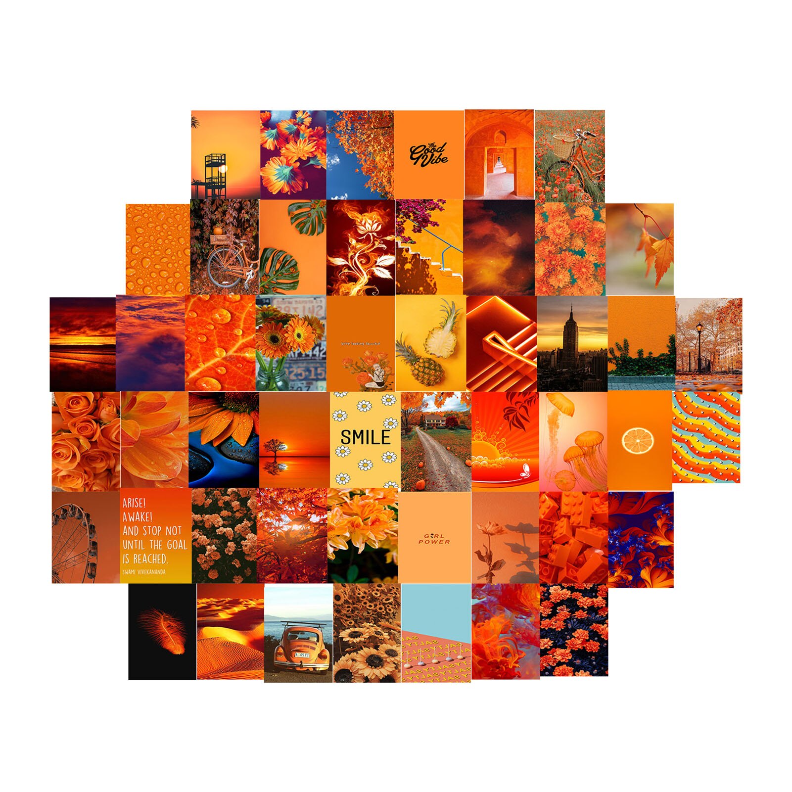 50Pcs Esthetische Postkaart Collage Kit Kamer Wanddecoratie Collage Kit Exqusite Esthetische Posters Diy Slaapkamer Decor-Oranje