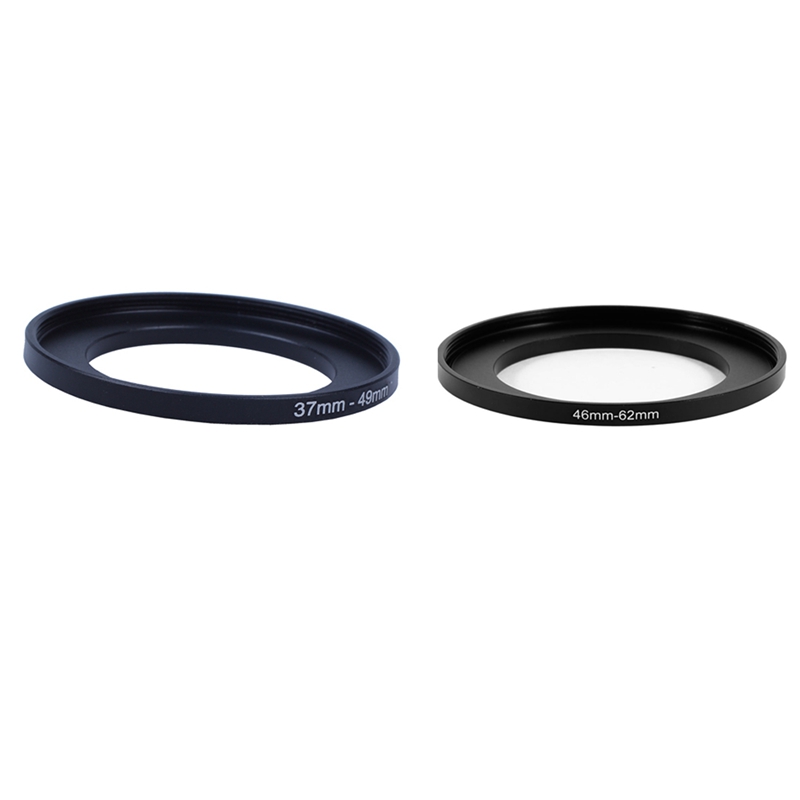 2 Pcs Camera Onderdelen Lens Filter Step Up Ring Adapter Zwart, 46Mm-62Mm &amp; 37Mm-49Mm: Default Title