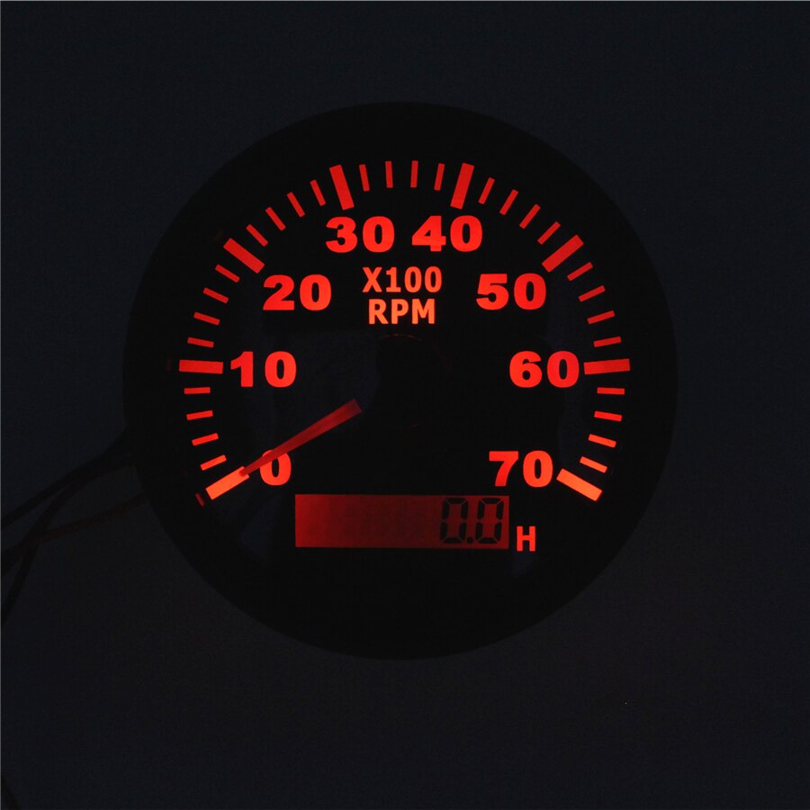 85mm LCD Digital Tachometer for Outboard Motor Boat Auto Tach Electric Motor 7000 RPM with Hour meter Red Backlight