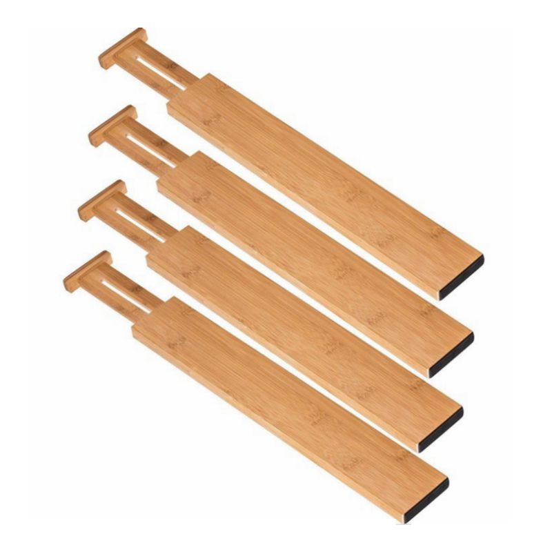 2/4PC Home Partition Board Retractable Adjustable Bamboo Board Free Separation Office DIY Drawer Divider Easy to install