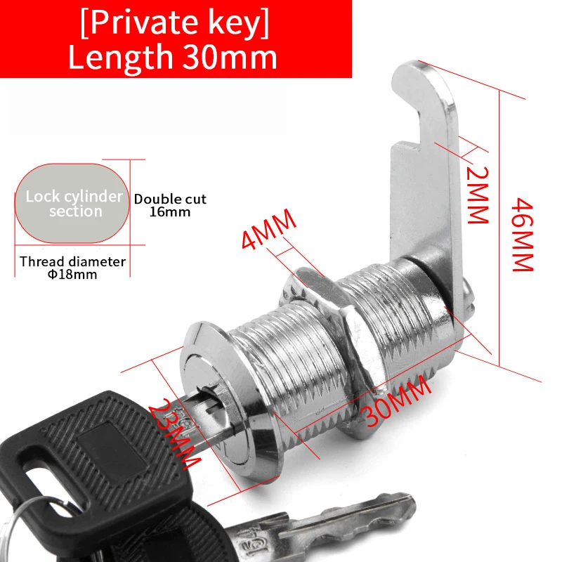 Juego de llaves rotativas de Metal, botón de bloqueo, cilindro de enclavamiento, armario, casillero de seguridad, 16mm, 20mm, 25mm, 30mm, 35mm, 5/100 juegos