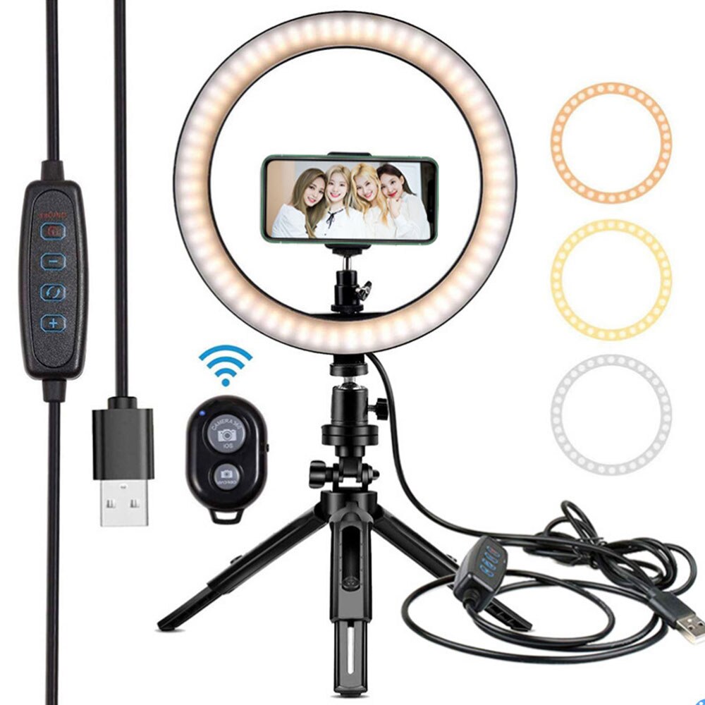 Selfie Anello di Luce con il Treppiedi Del Basamento e Del Supporto Del Telefono Cellulare HA CONDOTTO Photography Foto Luci delle Telecamere per il Trucco/Vlogging/in diretta Streaming: Package 1 10 inches
