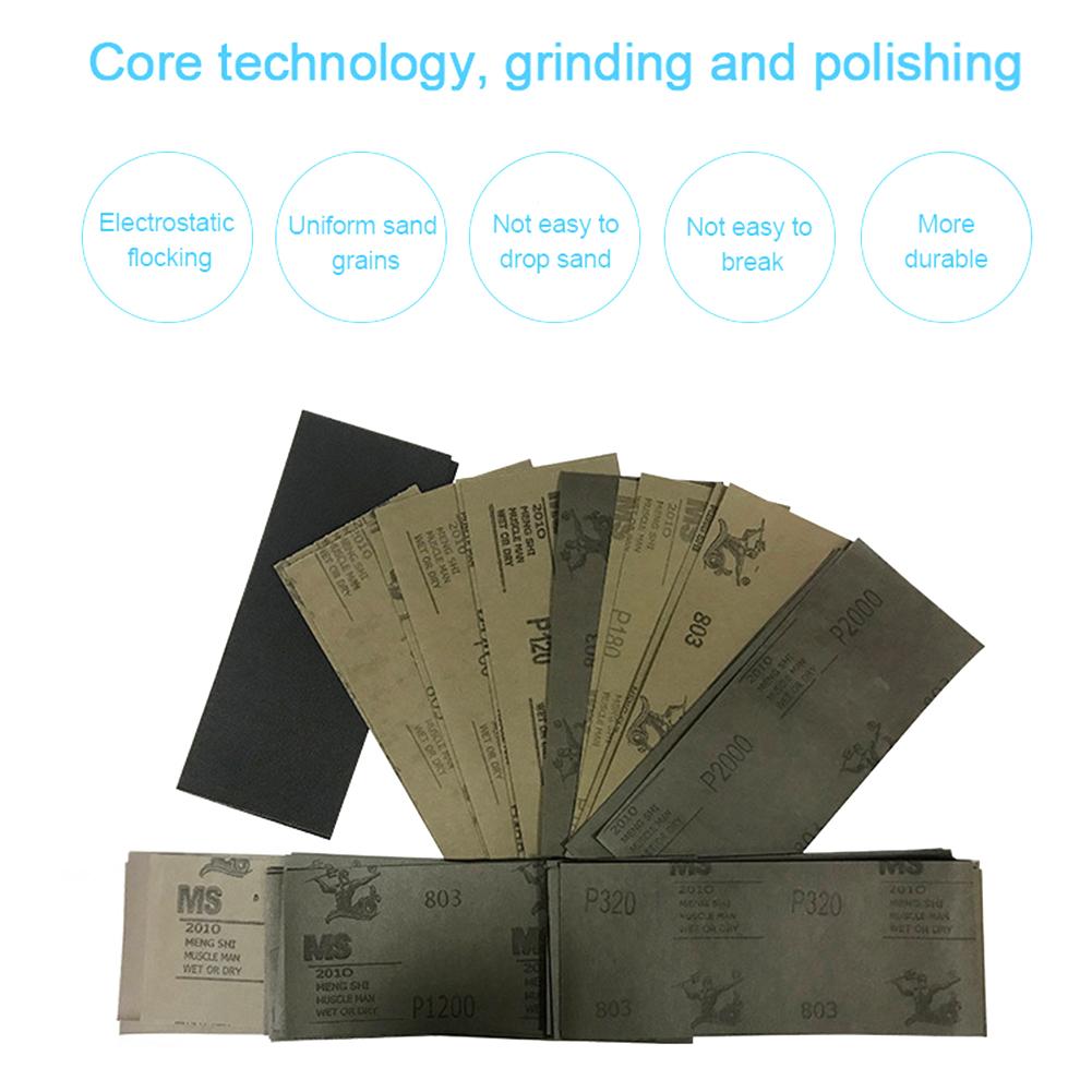 42Pcs Wet Dry Sandpaper Grit Sandpaper For Woodden Furniture Finishing Metal Sanding Automotive Polishing