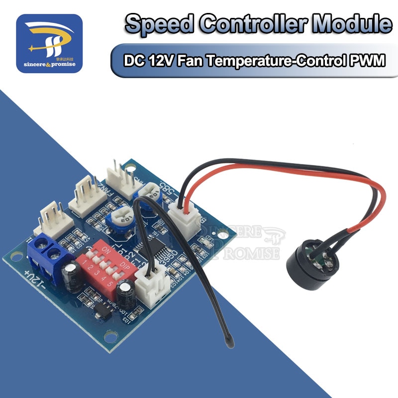 DC 12V 5A PWM PC CPU Fan Temperature Control Speed Controller Module Buzzer High-Temp Alarm NTC B 3950 Thermistor 50K