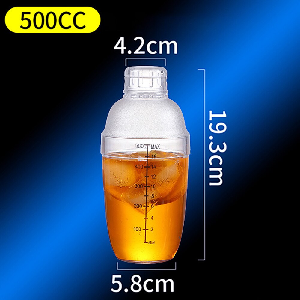 350/500/700/1000ml Hand Shake Cup Cocktail Shaker Transparent Mixer Cup Clear Bar Shaker Wine Milk Tea Shaker Cup with Scale: 500ml