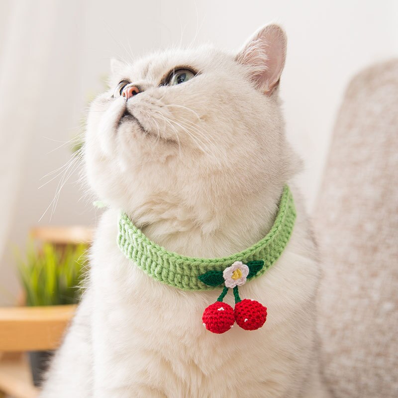 Strikket kattekrage søt vinter varm katt skjerf katt skjerf klær katt smekke valp kattunge sløyfe hundehalsbånd kjæledyr tilbehør