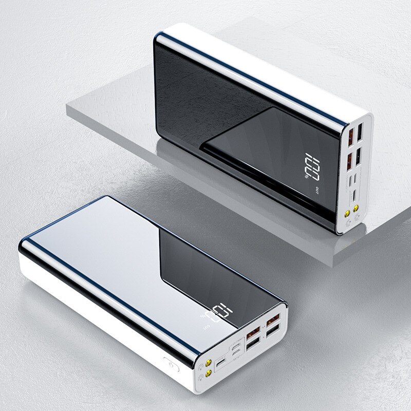 Banco de energía de 50000mAh para móvil, cargador de batería externa con pantalla LED completa para iPhone 11, Xiaomi y Huawei: Blanco