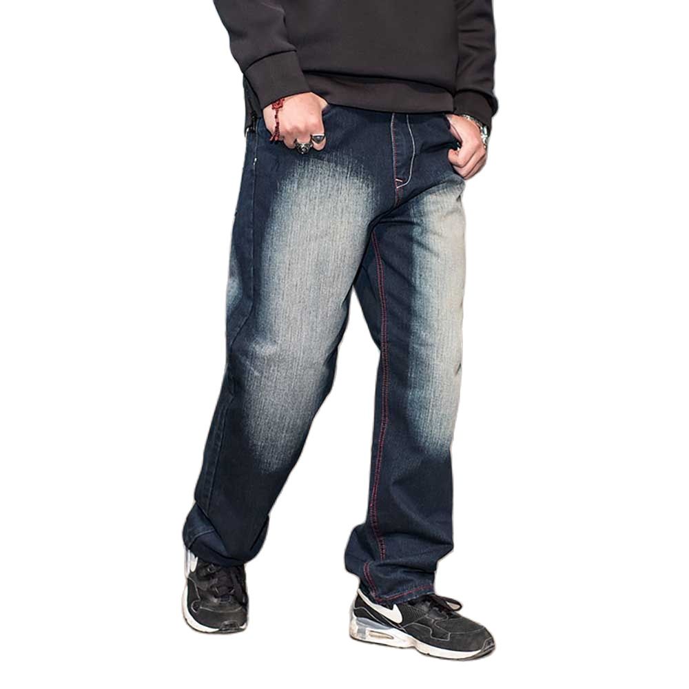 Trendy Plus Size Hiphop Jeans Men Casual Denim Pants Loose Baggy Straight Trousers Streetwear Jeans Men Clothing