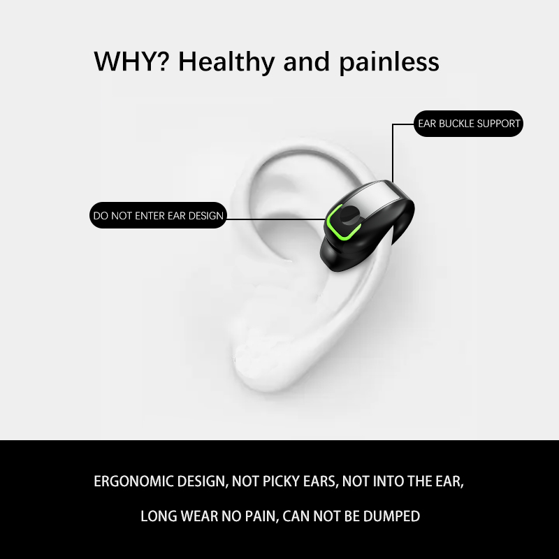 Bezprzewodowy zestaw słuchawkowy Bluetooth z przewodnictwem kostnym 5.3 Rozmawiający zestaw słuchawkowy z klipsem Długotrwałe noszenie bez bólu Bardzo długa żywotność baterii
