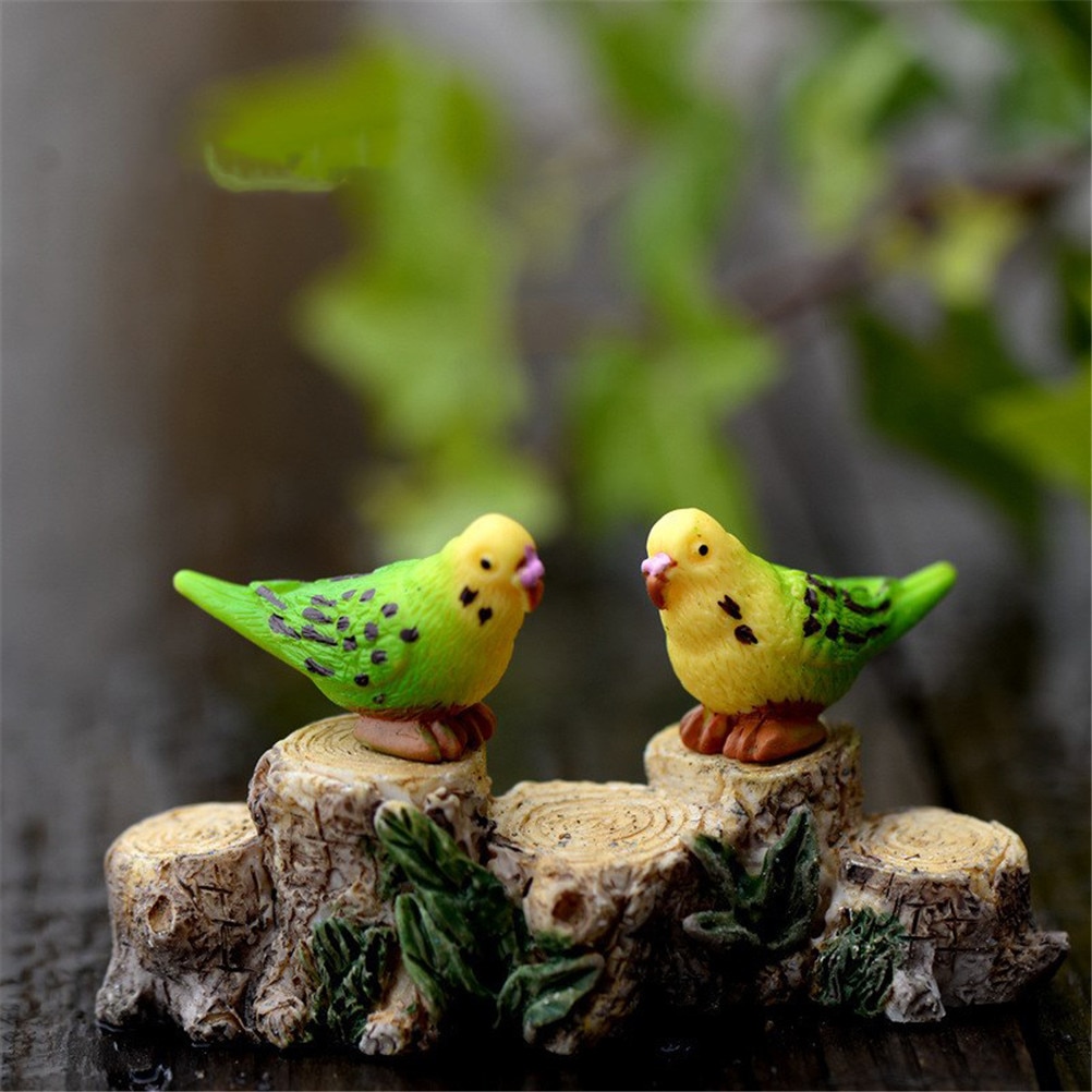 Mooie Hars Papegaai Micro Fee Beeldjes Mini Vogel Ambachten Micro Landschap Accessoires Fairy Garden Miniaturen Terrarium 1 Paar