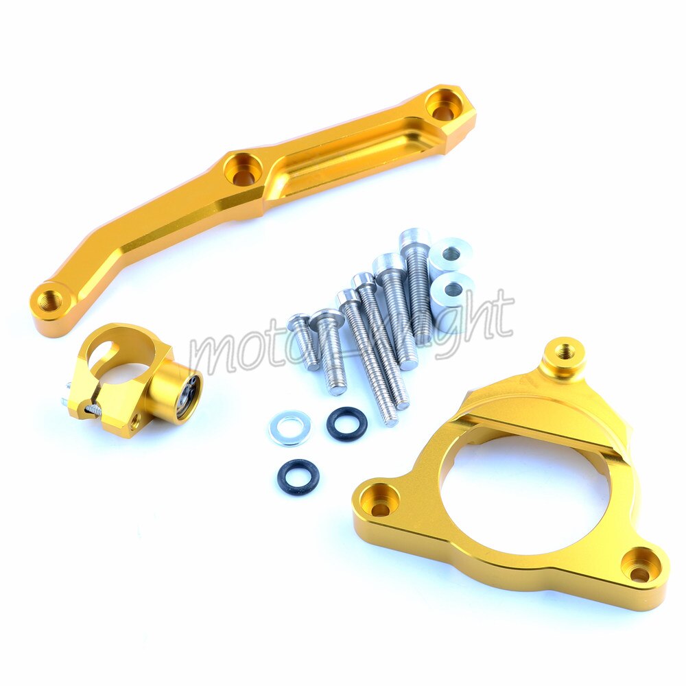 Kit de montaje de soporte de amortiguador de dirección ajustable de motocicleta CNC para Kawasaki Z800 soporte de Moto ZR800 13-15: GOLD
