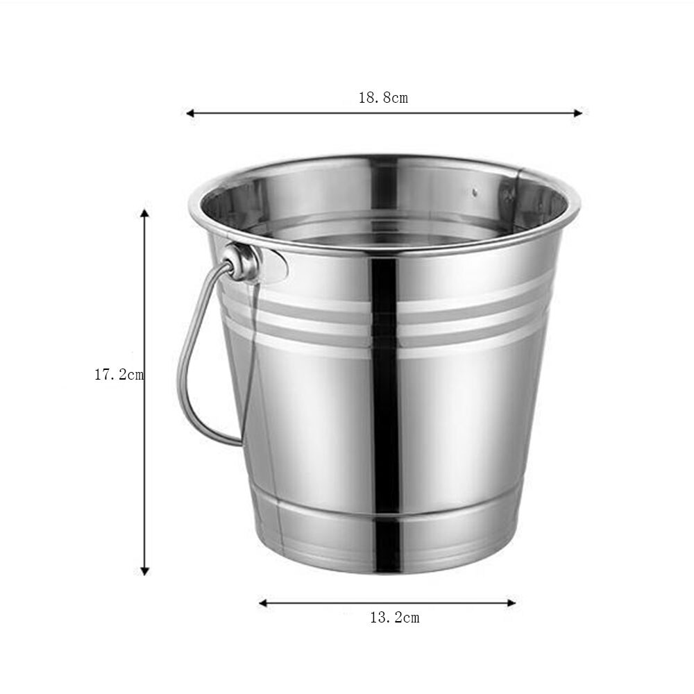 Stainless Steel Ice Bucket Portable Ice Chiller Cooler with Handle Ice Cube Container for Wine Champagne Beer Party Bar Tool