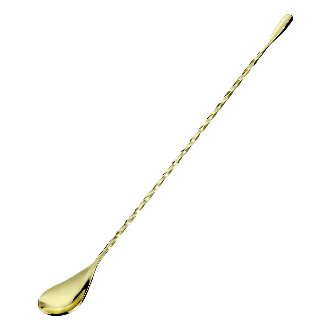 Barra de mango largo, cucharas para agitar, barras de acero inoxidable, cuchara para camarero, mezclador de cócteles, 12 pulgadas: Gold