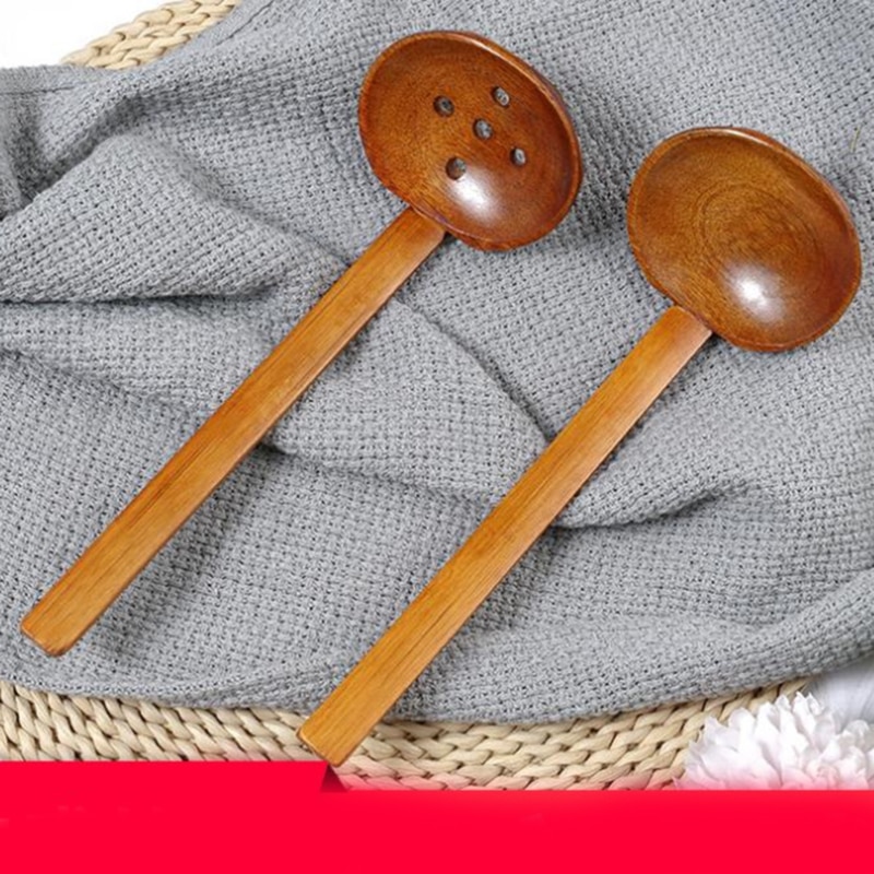 1Pc Kitchen Long Handle Spoon Wooden Spoon Dessert Rice Soup Spoon Cooking Wooden Spoon Kitchen Accessories