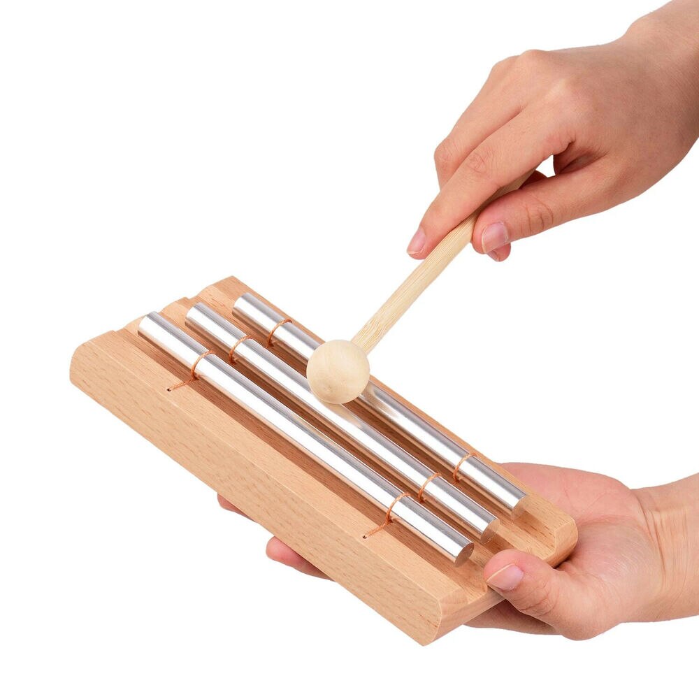 Wooden Chimes Meditation Chime Classroom Wooden with Mallet Bell Percussion Instrument for Bar Yoga Meditation Percussion Bell