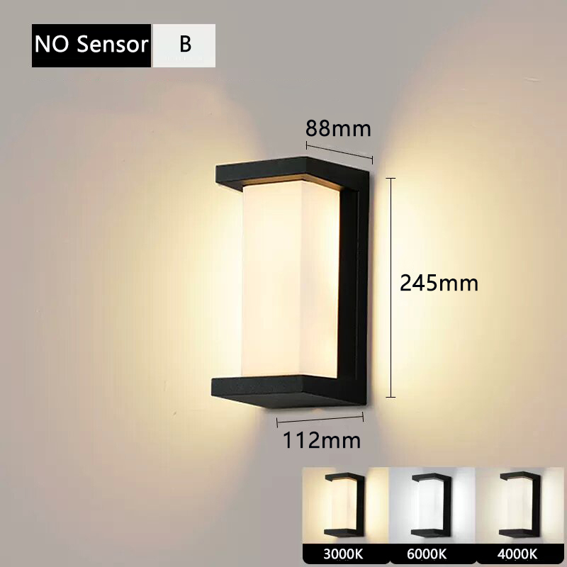 Lámpara Led de pared con Sensor de movimiento IP65 resistente al agua, luces para porche, balcón, jardín, lámpara de pared, cobertizo, luz Led de pared para exteriores para el hogar: Amarillo claro / Blanco frío / 4W