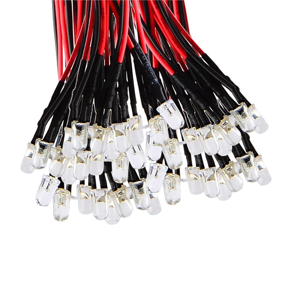Bombilla LED precableada de 12V, 3mm/5mm, diodo de lámpara LED precableado DC 12V F5, diodos emisores de luz inteligente, decoración DIY, 5 colores, 10 Uds.