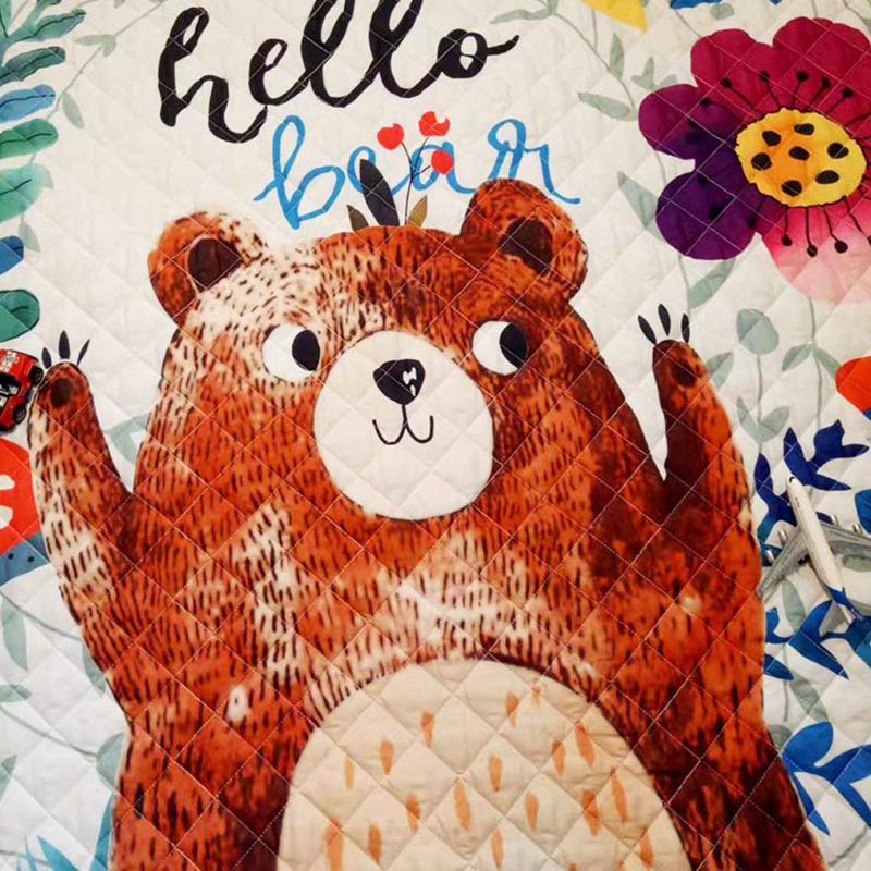 Kids Play Rug Cute Cartoon Bear Rug Backing Great For Nursery Baby,Parfect For Kids Bedroom Play Room Classroom
