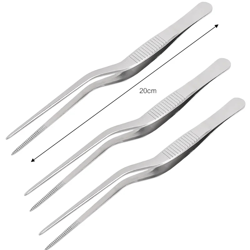 Pince à épiler de cuisine en acier inoxydable, ustensile de barbecue, pince à nourriture, pince de chef de bar, portable pour pique-nique, cuisson, 3 pièces, 1 pièce: jaune clair