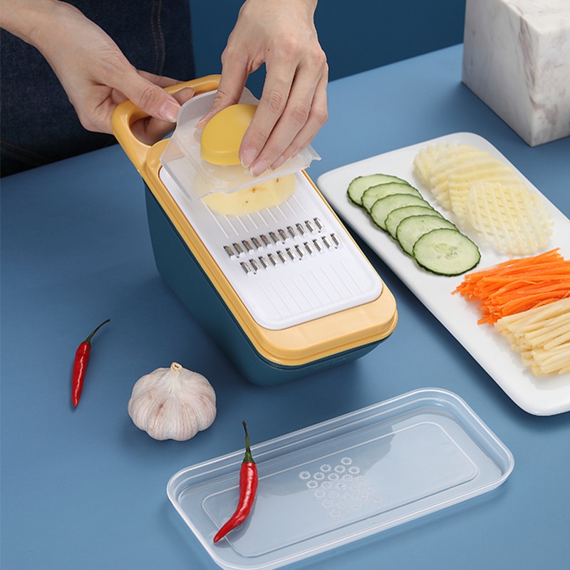 Huishoudelijke Groentesnijder Multifunctionele Aardappelen Wortelen Ui Komkommer Shredder Handleiding Afvoer Mand Gereedschap Rvs