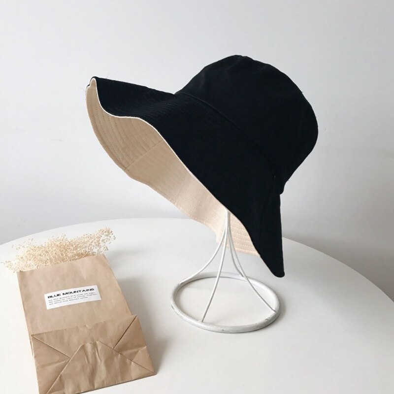 Casquettes de pêche sauvage rétro gros avant-toit Double face portant un chapeau de pêcheur couleur unie en plein air couleur Pure