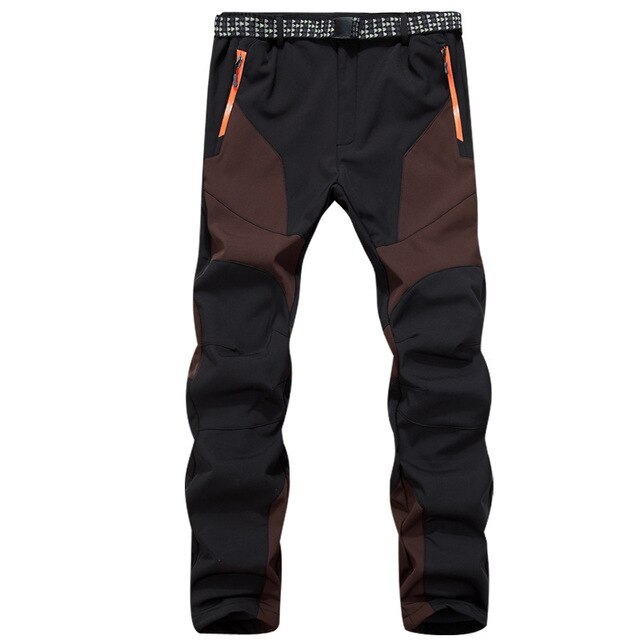 Winter solft shell broek mannen ski broek mannen plus size waterdichte sneeuw broek dikker fleece wandelen pant snowboard broek: Coffee / XXL