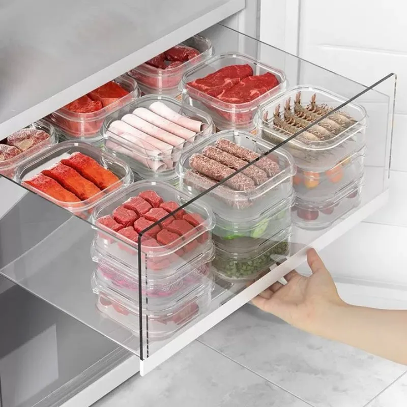1/10x Kühlschrank Aufbewahrungsbox Einfrieren Gemüse Obst Kühlschrank Organizer Einfrieren Fleisch Frischhaltebox Feuchtigkeitsbeständiger versiegelter Behälter