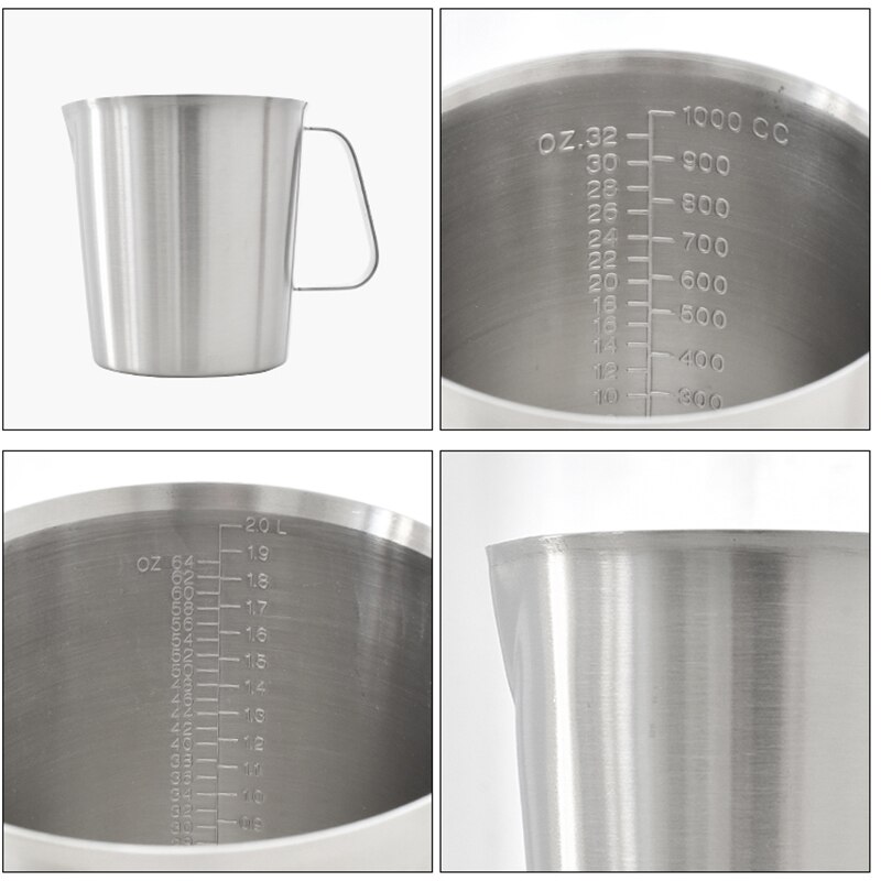 Thick 304 Stainless Steel Measuring Cup Milk Tea Mug with Scale Large Capacity Baking Liquid Measuring Tools Kitchen Accessories