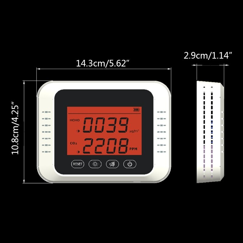 OOTDTY Wall Mount Carbon Dioxide Air Monitor Multipurpose Portable CO2 Meter Tester Air Analyzer Home Improvement Tools