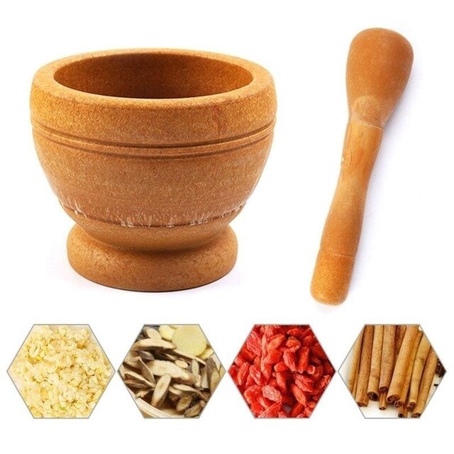 Pilon broyeur en bois granit blanc broyeur mortier saladier presse ail: 1